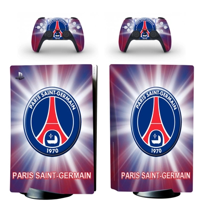 Paris Saint Germain FC decal skin for PS5 Disc Edition Console and two Controllers