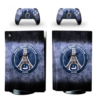 Paris Saint Germain FC decal skin for PS5 Disc Edition Console and two Controllers