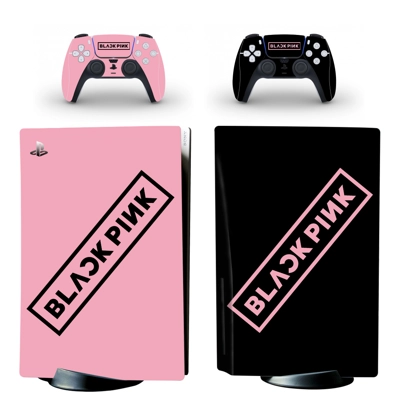 Black Pink decal skin for PS5 Disc Edition Console and two.. Black Pink decal skin for PS5 Disc Edition Console and two..