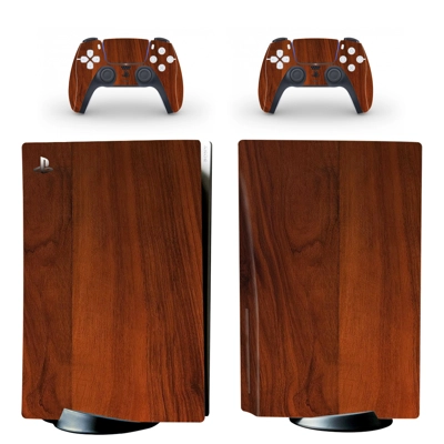 Wood Grain decal skin for PS5 Disc Edition Console and two.. Wood Grain decal skin for PS5 Disc Edition Console and two..