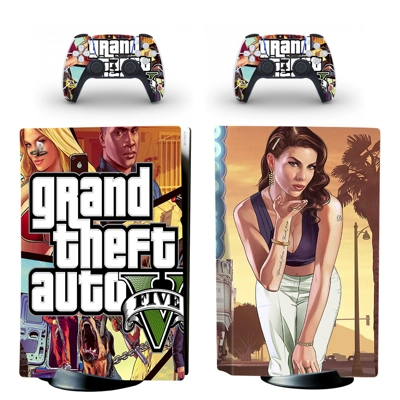 GTA 5 decal skin for PS5 Disc Edition Console and two Controllers