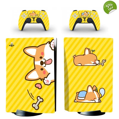 Dog decal skin for PS5 Disc Edition Console and two Controllers