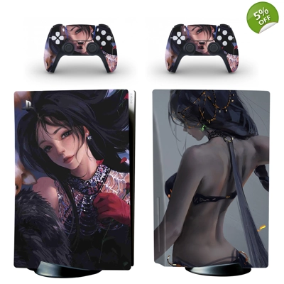 Hot Anime decal skin for PS5 Disc Edition Console and two .. Hot Anime decal skin for PS5 Disc Edition Console and two ..