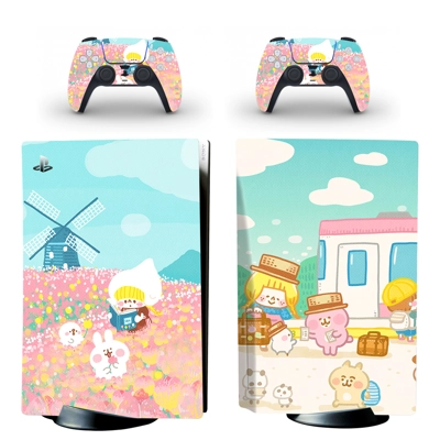 Cartoon Rabbit Chicken decal skin for PS5 Disc Edition Console and two Controllers