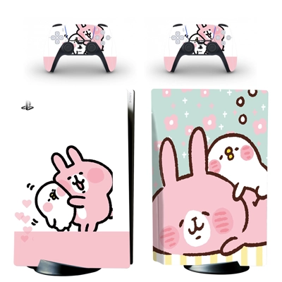 Cartoon Rabbit Chicken decal skin for PS5 Disc Edition Console and two Controllers