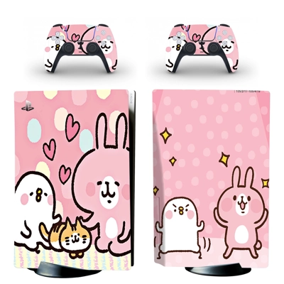 Cartoon Rabbit Chicken decal skin for PS5 Disc Edition Console and two Controllers
