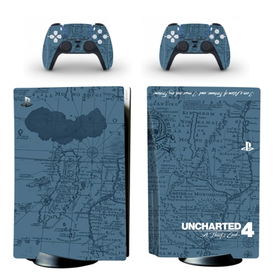 Uncharted 4 decal skin for PS5 Disc Edition Console and two Controllers