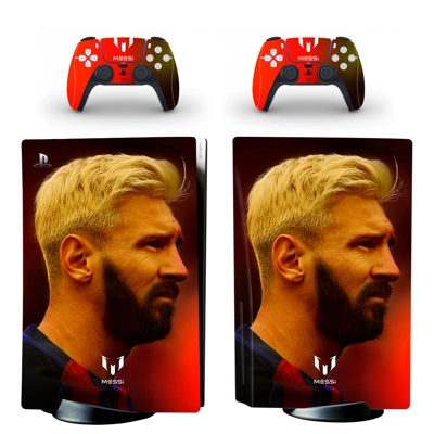 Footballer Messi decal skin for PS5 Disc Edition Console and two Controllers