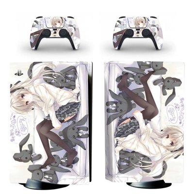 Anime Female decal skin for PS5 Disc Edition Console and two Controllers
