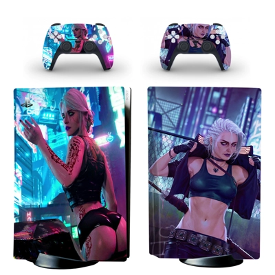 Cyberpunk 2077 decal skin for PS5 Disc Edition Console and two Controllers