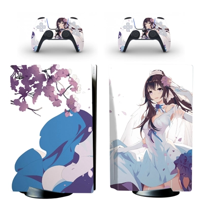 Anime Cute Girl decal skin for PS5 Disc Edition Console and two Controllers