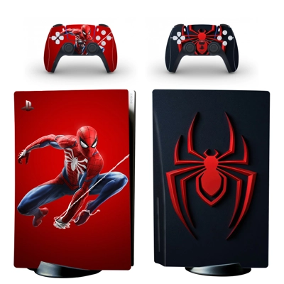 Spiderman decal skin for PS5 Disc Edition Console and two .. Spiderman decal skin for PS5 Disc Edition Console and two ..