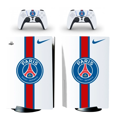 Paris Saint Germain FC decal skin for PS5 Disc Edition Console and two Controllers