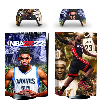 NBA 2K22 decal skin for PS5 Disc Edition Console and two C.. NBA 2K22 decal skin for PS5 Disc Edition Console and two C..