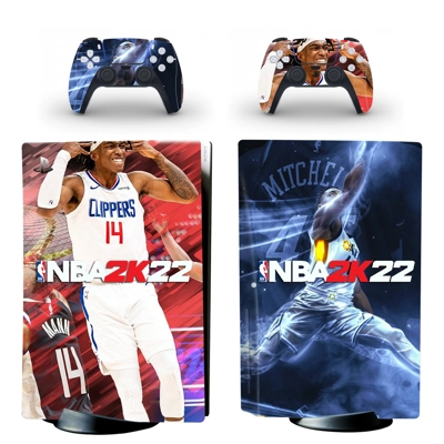 NBA 2K22 decal skin for PS5 Disc Edition Console and two C.. NBA 2K22 decal skin for PS5 Disc Edition Console and two C..