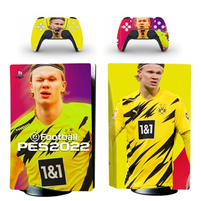 PES 2022 decal skin for PS5 Disc Edition Console and two C.. PES 2022 decal skin for PS5 Disc Edition Console and two C..