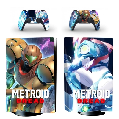 Metroid Dread decal skin for PS5 Disc Edition Console and two Controllers
