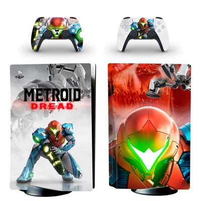 Metroid Dread decal skin for PS5 Disc Edition Console and two Controllers