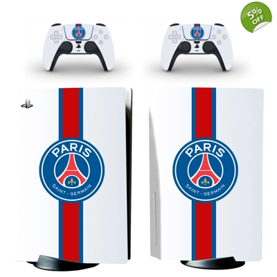 Paris Saint-Germain FC decal skin for PS5 Disc Edition Console and two Controllers