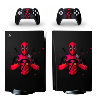 Deadpool decal skin for PS5 Disc Edition Console and two C.. Deadpool decal skin for PS5 Disc Edition Console and two C..