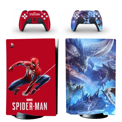Spiderman Monster Hunter decal skin for PS5 Disc Edition Console and two Controllers