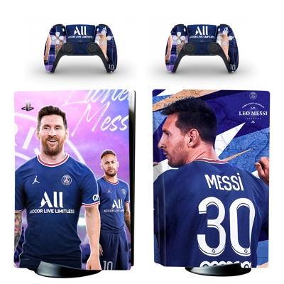 Messi Paris Saint-Germain decal skin for PS5 Disc Edition Console and two Controllers