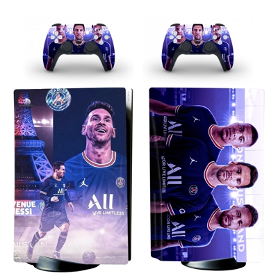 Messi Paris Saint-Germain decal skin for PS5 Disc Edition Console and two Controllers