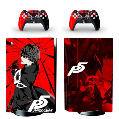 Persona 5 decal skin for PS5 Disc Edition Console and two Controllers