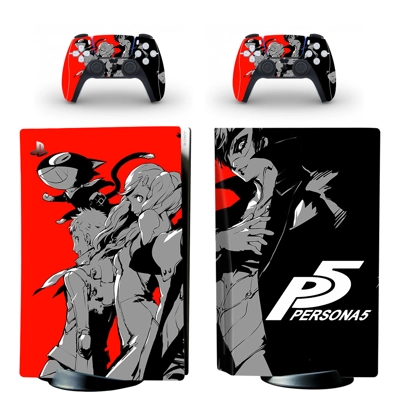 Persona 5 decal skin for PS5 Disc Edition Console and two .. Persona 5 decal skin for PS5 Disc Edition Console and two ..