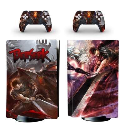 Berserk decal skin for PS5 Disc Edition Console and two Co.. Berserk decal skin for PS5 Disc Edition Console and two Co..