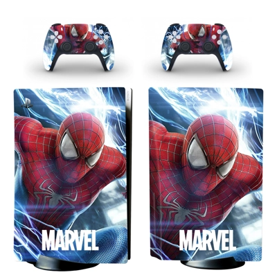 Spiderman decal skin for PS5 Disc Edition Console and two .. Spiderman decal skin for PS5 Disc Edition Console and two ..