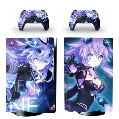 Anime Neptunia decal skin for PS5 Disc Edition Console and two Controllers