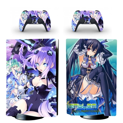Anime Neptunia decal skin for PS5 Disc Edition Console and two Controllers