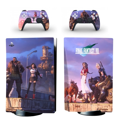 Final Fantasy 7 decal skin for PS5 Disc Edition Console and two Controllers