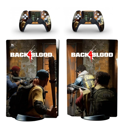 Back Blood 4 decal skin for PS5 Disc Edition Console and two Controllers