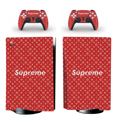 Supreme decal skin for PS5 Disc Edition Console and two Co.. Supreme decal skin for PS5 Disc Edition Console and two Co..