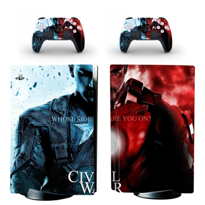 Iron Man Captain America decal skin for PS5 Disc Edition Console and two Controllers