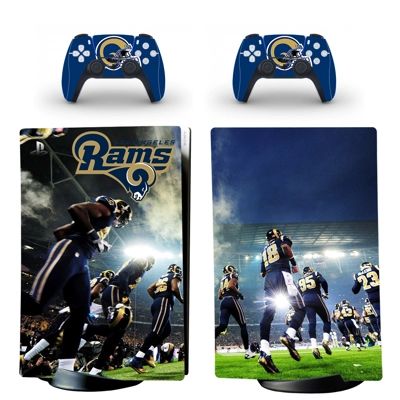 Los Angeles Rams decal skin for PS5 Disc Edition Console and two Controllers