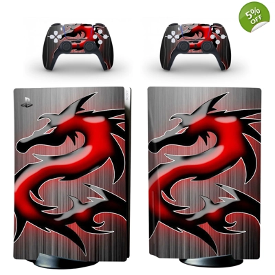 Dragon decal skin for PS5 Disc Edition Console and two Controllers