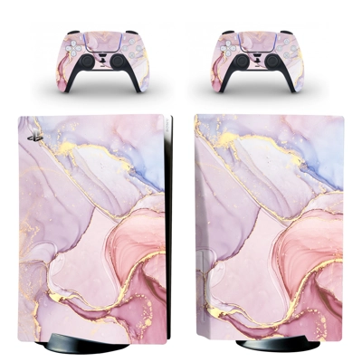 Marble texture decal skin for PS5 Disc Edition Console and two Controllers