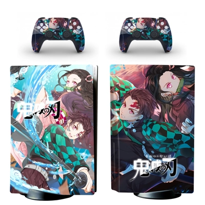 Kimetsu No Yaiba decal skin for PS5 Disc Edition Console and two Controllers