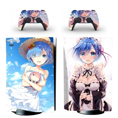 Anime Date A Live decal skin for PS5 Disc Edition Console and two Controllers