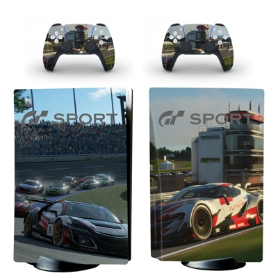 GT Racing decal skin for PS5 Disc Edition Console and two Controllers