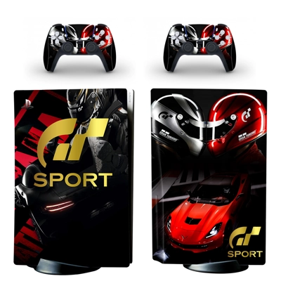 GT Racing decal skin for PS5 Disc Edition Console and two Controllers