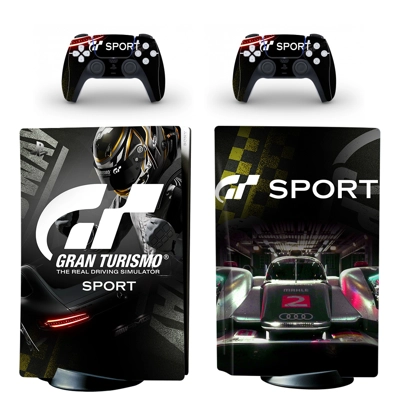 GT Racing decal skin for PS5 Disc Edition Console and two Controllers