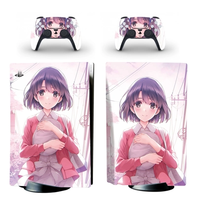 Anime Girl decal skin for PS5 Disc Edition Console and two Controllers