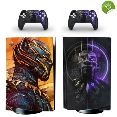 Black Panther decal skin for PS5 Disc Edition Console and two Controllers