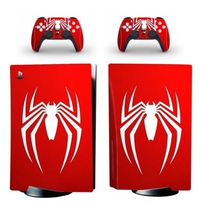 Spiderman decal skin for PS5 Disc Edition Console and two .. Spiderman decal skin for PS5 Disc Edition Console and two ..