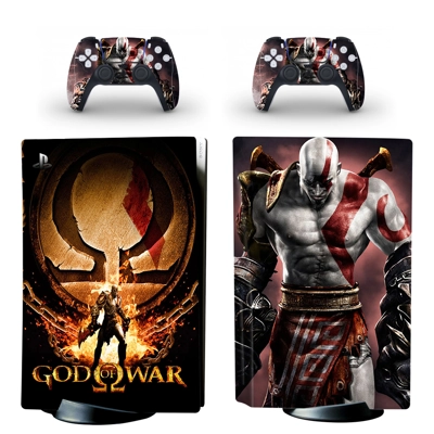God of War decal skin for PS5 Disc Edition Console and two.. God of War decal skin for PS5 Disc Edition Console and two..