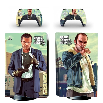 GTA 5 decal skin for PS5 Disc Edition Console and two Controllers